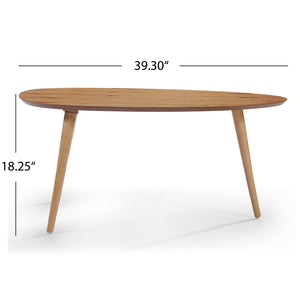 English Elm Christopher Knight Home® - Coffee Table - Elegant Mid-Century Modern Oval Design, Natural Wood Finish, Tripod Legs For Stability N771P256402K