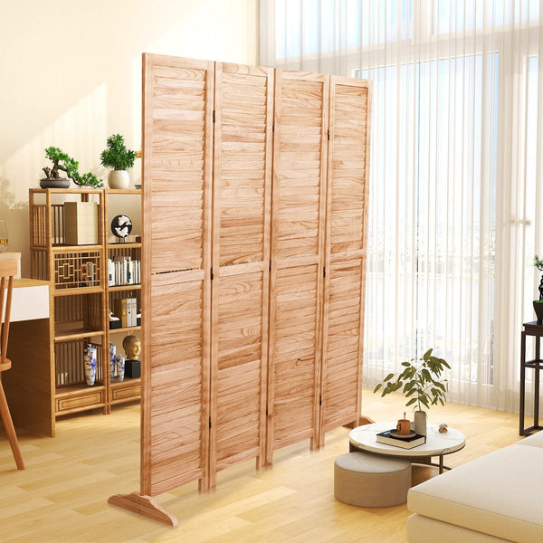 English Elm 55.2'' W X 65'' H Solid Wood Folding Room Divider – Rustic Charm, Privacy & Versatile Design! B205P241662