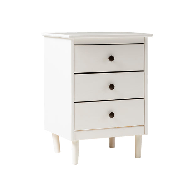 English Elm Walker Edison - Classic 3-Drawer Solid Wood Nightstand with Deep Storage Drawers, Sustainably Sourced Pine Finish White 23 L x 18 W x 6 H B185P168929