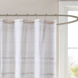 INK+IVY Nea Modern/Contemporary Cotton Printed Shower Curtain with Trims II70-1120 Off White/Gray