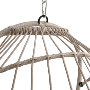 English Elm Outdoor rattan egg swing chair with fold-away HDPE wicker, stainless kit, cushioned cocoon for patio Blue W2500P231666