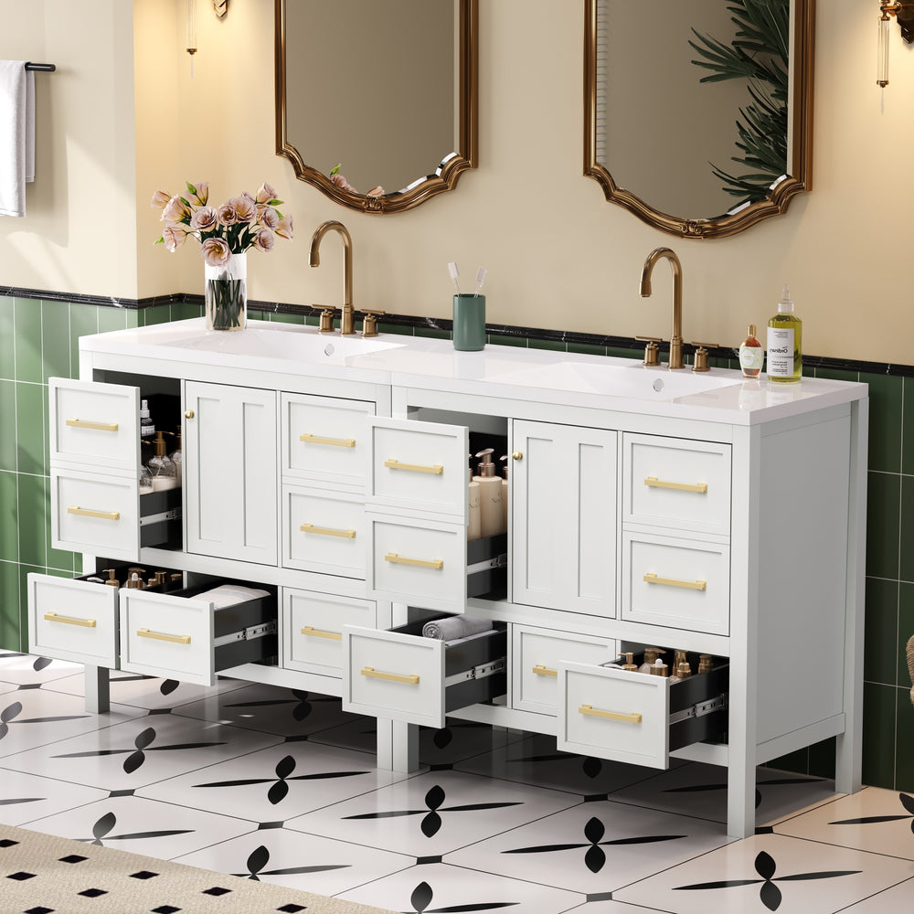 English Elm 72'' Elegant Freestanding Bathroom Vanity Set With Resin Sink, Soft-Closing Drawers & Ample Storage N710SS00012K