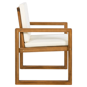 English Elm 5-Piece Acacia Wood Outdoor Dining Set with Water-Resistant Cushions, Umbrella Hole, Beige Comfort N719Z000210A