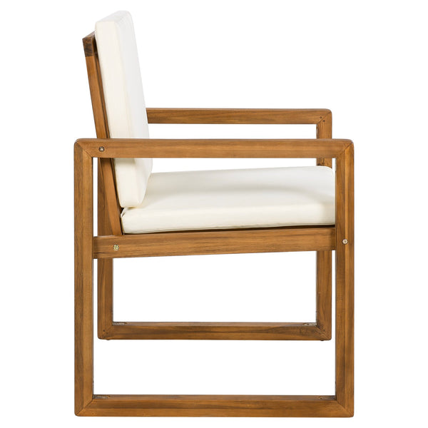 English Elm 5-Piece Acacia Wood Outdoor Dining Set with Water-Resistant Cushions, Umbrella Hole, Beige Comfort N719Z000210A