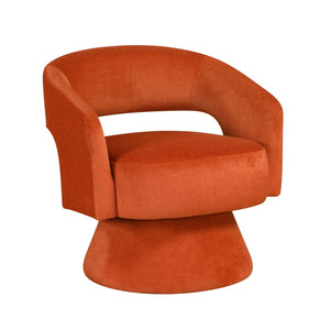 English Elm Modern Swivel Accent Chair in Lux Velvet Upholstery with Solid Wood Base, Compact Stylish Seating Orange 27.75 L x 26.5 W x 19.75 H B011P283814