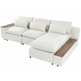 English Elm [ Video Provided] L-Shaped Modular Sectional Sofa With Removable Back Cushions,3 Pillows and 2 Storage Spaces,Suitable For Living Rooms,Offices and Apartments