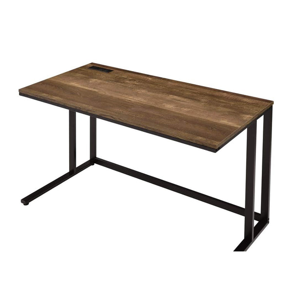 English Elm Rectangular Rustic Industrial Writing Desk with Metal Frame, 2-Tier Open Shelves for Storage and PC Black,Walnut B016P312841