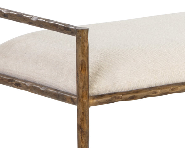 Sunpan Esai Bench - Exquisite Performance Fabric and Antique Brass Frame for Elegant Indoor/Outdoor Style Zenith Alabaster