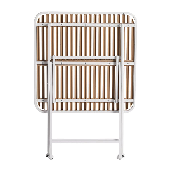 English Elm Modern folding square table — UV-stable polypropylene top, powder-coated metal legs, 220 lb capacity, weatherproof W3450P323340