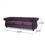 Christopher Knight Home® - Noble House - - Luxurious 3-Seater Purple Velvet Sofa, Featuring A Classic Design With Modern Elegance, Perfect For Adding Sophistication And Style To Any Living Room, Plush Comfort And Durable Craftsmanship