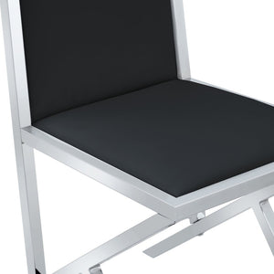 English Elm Table and Chair Set Tempered Glass Top with Silver Metal Frames Seats 8 Dining Black+Silver W1151S04768