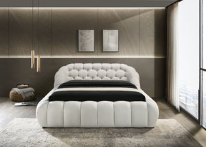 English Elm Modern Tufted Queen Platform Bed Upholstered Chenille Frame for Contemporary Bedroom B2741S00823