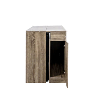 English Elm Modern Expandable Dining Table with Built-In Outlet, 5-Panel Extendable Space-Saving Design for Gatherings Brown W331S00192