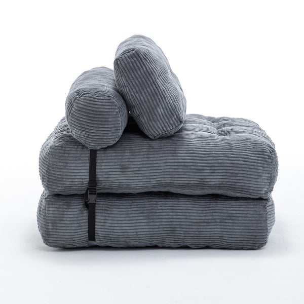 English Elm Folding Floor Sofa Bed Convertible Lounge Chair with Shredded Foam Fill for Bedroom Dark Gray W2200P442794