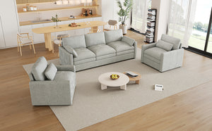 English Elm Cozy Oversized Chenille Sofa Set - Plush Double Cushion Comfort For Living Room & Family Spaces N719S001921R