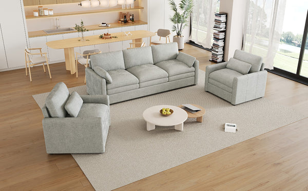 English Elm 101.2" Modular Chenille Sectional Sofa with Tufted Cushions and Deep Seating for Living Room Light Grey N719S001924R