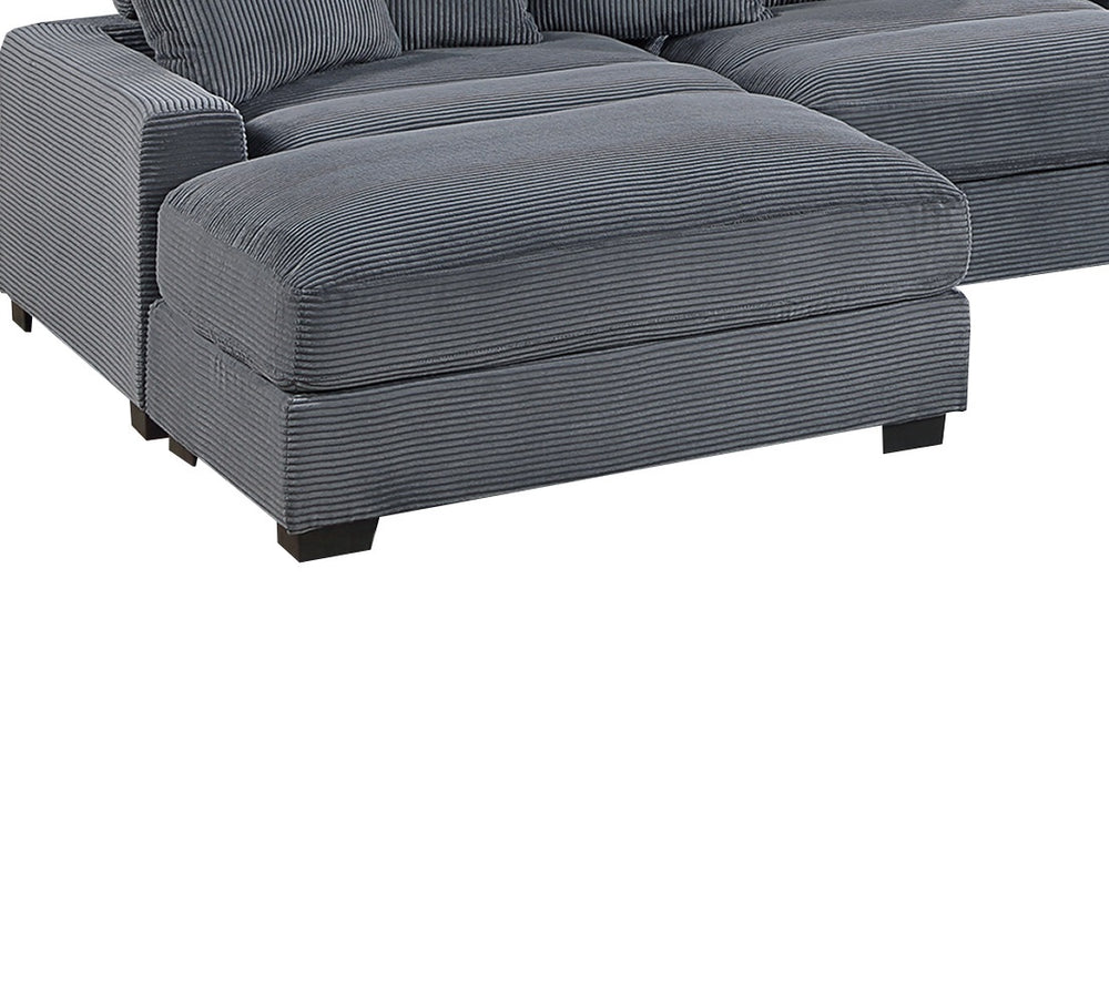 English Elm Contemporary 6-Piece Modular Sectional Set In Dark Gray - Plush Corduroy Couch With Ottomans & Chairs B011S01158