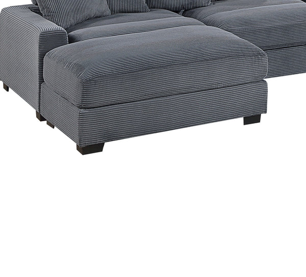 English Elm Contemporary 6-Piece Modular Sectional Set In Dark Gray - Plush Corduroy Couch With Ottomans & Chairs B011S01158