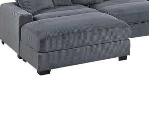 English Elm Living Room Corduroy Cocktail Ottoman with Wood Legs for Modern Sectional Seating B011P211061