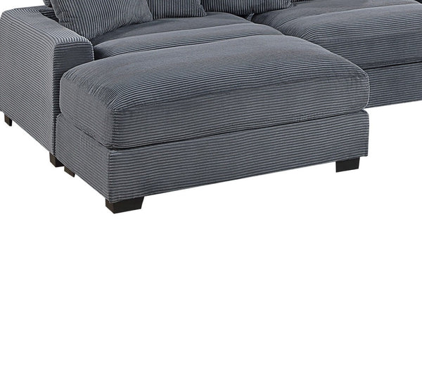 English Elm Living Room Corduroy Cocktail Ottoman with Wood Legs for Modern Sectional Seating B011P211061