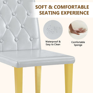 English Elm 4-piece Brown Suede Dining Chair Set with Tufted Back and Walnut Metal Legs Gold,Light Gray W1151P361186