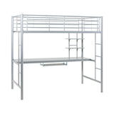 Twin Metal Loft Bed Workstation Silver BLWSSL Walker Edison