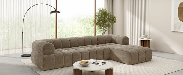 English Elm Christopher Knight Home® - 122" Modern L-Shaped Sectional Sofa with High-Resilience Foam, Low-Profile Design, Stain-Resistant Fabric Comfort Espresso N767P277694S