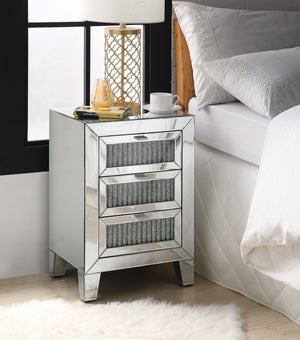 English Elm Noralie Mirrored Three Drawer Glam Accent Table with Faux Diamond Inlay Fronts B2726P448765