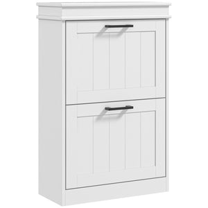 English Elm Homcom Modern Shoe Cabinet With Adjustable Shelves, 2 Flip Drawers & Space-Saving Design For 10 Pairs W2225P229387