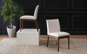 English Elm Set of 2 Upholstered Dining Chairs Rubberwood Legs Minimalist Modern Seating N759P288155K
