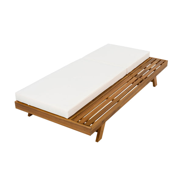 English Elm Christopher Knight Home® - Lounge Chaise Set - Durable Acacia Wood With Cream Water-Resistant Cushions & Adjustable Recline N770P253442T_65429.00CUSH