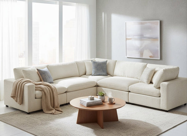 English Elm Chelsea Modular 5-Piece Sectional Sofa - Plush, Washable Covers, Family-Friendly Comfort & Style B050S00013