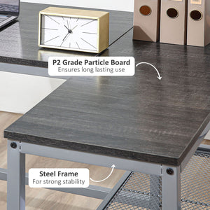 English Elm HOMCOM 83" Two Person Workstation Desk with Dual Shelves, Long Sturdy Home Office Table, Black W2225P229665
