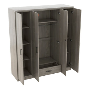 English Elm 4-door Wardrobe with Drawer Gray Mdf Freestanding Bedroom Closet Storage Unit LP006002AAE