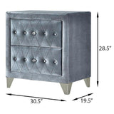 English Elm Grey Upholstered 2-Drawer Nightstand