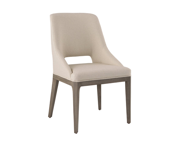 Sunpan Estrada Dining Chair - Elegant Design with Cutout Backrest, Light Grey Oak Legs for Stylish Comfort Mainz Cream