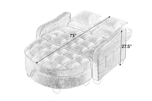 English Elm Two-Seater Chaise Longue Sofa With Irregular Armrests, Storage Footrest & Throw Pillows - Brown W487S00387-GIGA
