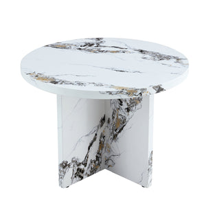 English Elm Round 42" Dining Table for 4-6 — Modern MDF Round Kitchen Table, 330lb Capacity, Café & Office Use N752P186173K