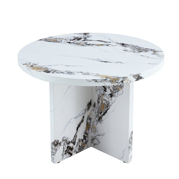 English Elm Round 42" Dining Table for 4-6 — Modern MDF Round Kitchen Table, 330lb Capacity, Café & Office Use N752P186173K