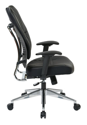 OSP Home Furnishings Black Bonded Leather Executive Chair with Lumbar Support and Ergonomic Synchro Tilt Control 32-E33P918P