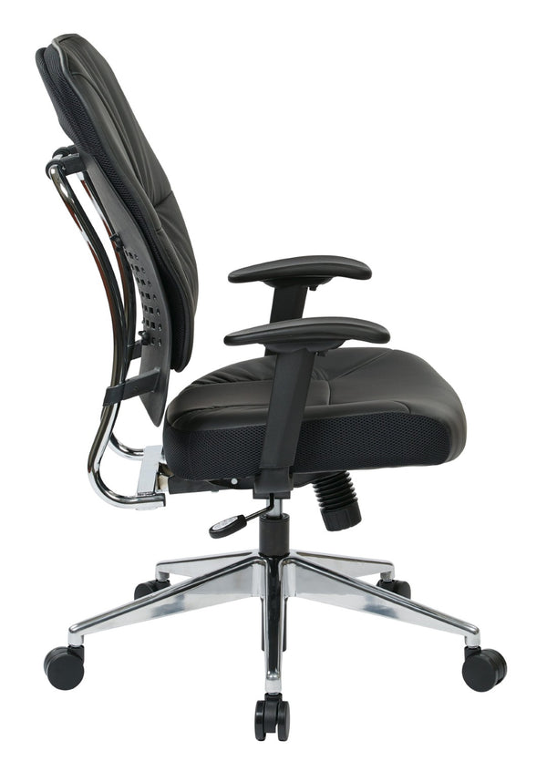 OSP Home Furnishings Black Bonded Leather Executive Chair with Lumbar Support and Ergonomic Synchro Tilt Control 32-E33P918P