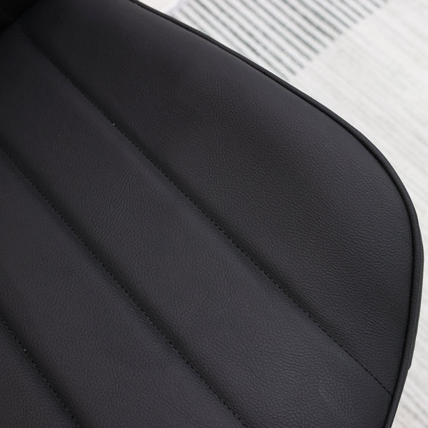 English Elm Black Pu Leather Dining Chairs Set Of 6 - Modern Armless Design For Kitchen, Restaurant & Office Use T3967P383849