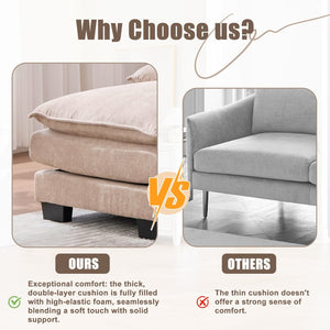 English Elm United We Win U-Shaped Chenille Sectional Couch, 4-Seat Modular Sofa With Memory Foam & Storage W1568S00219-GIGA