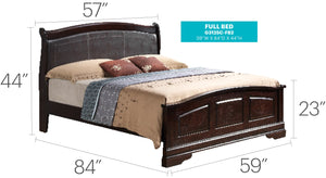 English Elm Elegant Full Bed Frame with Traditional Warm Finish, Sturdy Particleboard Construction and Supportive Design Cappuccino 77 L x 6 W x 3 H B078S00322