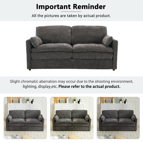 English Elm 68.1" Cozy Upholstered Loveseat Sofa with Double-Layer Cushions, Deep Seating, Chenille Comfort & Support Grey N719P251496E