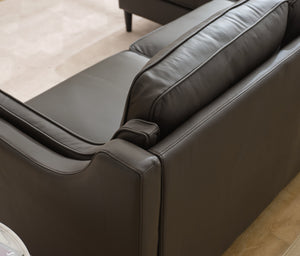 English Elm 94.5 Inch L-Shaped Genuine Leather Sofa With Left Chaise Lounge - Modern Espresso Elegance For Home W791S00023