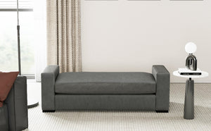 English Elm Christopher Knight Home® - Stylish Faux Leather Ottoman with Armrests — Water‑Resistant, Scratch‑Resistant, Modern Accent Seat loveseat Grey N769P294937G