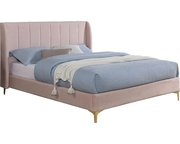 English Elm Contemporary Velvet Queen Bed Wingback Tufted Headboard with Gold Metal Legs Glam Bedroom B2741S00841