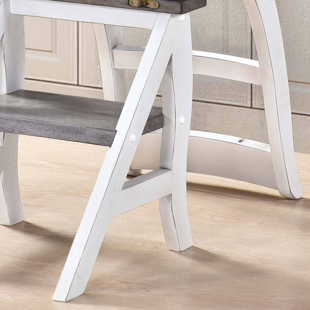 English Elm Solid Wood Foldable Ladder Chair 2-in-1 Rustic Two-Tone Step Stool & Display Stand for Home Decor, Durable W2537P214548