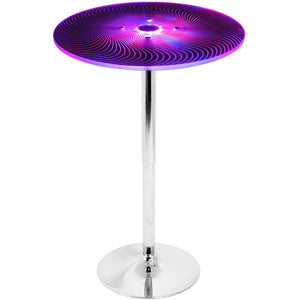 English Elm Spyra Multi-Color LED Light Up Adjustable Bar Table by LumiSource — Acrylic Top, Chrome Base, 8HR Battery B202P223296